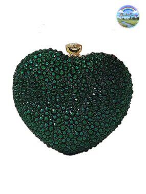 Heart Shape Rhinestone Clutch Purse Mini Love Wedding Party Handbag